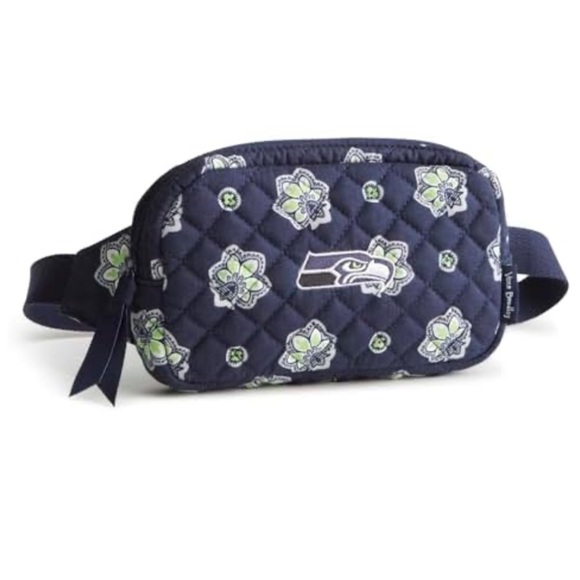 Vera Bradley Seattle Seahawks Cotton Mini Belt Bag (Navy/Neon Green Bandana) NWT - Picture 1 of 6